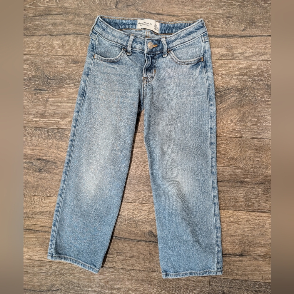 Abercrombie 5/6 Low Rise Baggy Loose Fit Jeans Denim Adjustable Waist Girls
